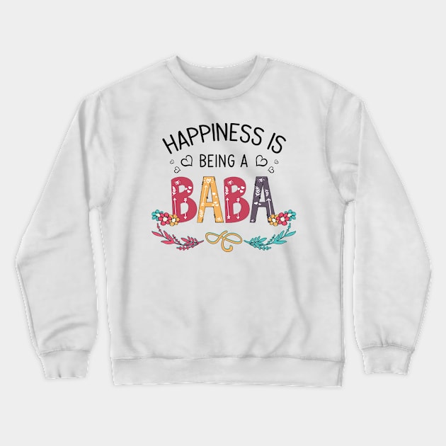 Happiness Is Being A Baba Wildflowers Valentines Mothers Day Crewneck Sweatshirt by KIMIKA